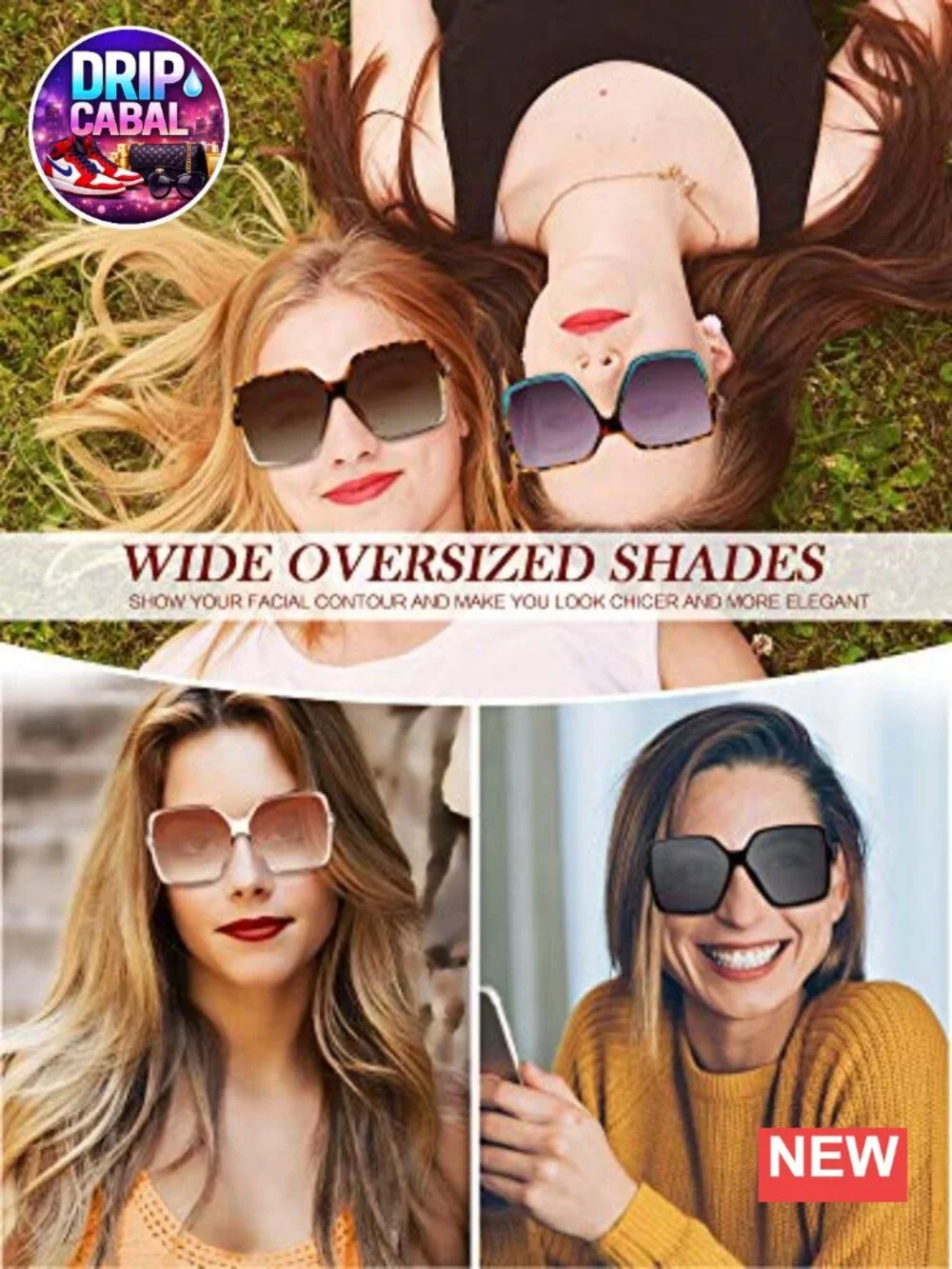 4 Pack Oversized Square Sunglasses for Women Flat Top Shades